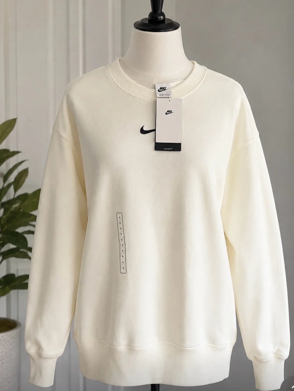 NWT Nike Women Cream Crewneck with Black Swoosh